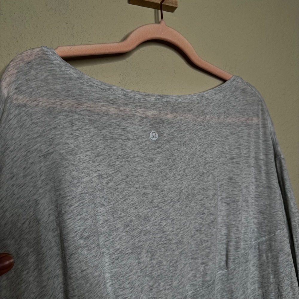 Lululemon Gray Heathered Long Sleeve‎ Boatneck Oversized Top Relaxed Fit L - Picture 5 of 7